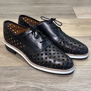 Aquatalia Italy NEW Zaira Women’s 9.5 Black Leather Oxford Slip On Shoes $450